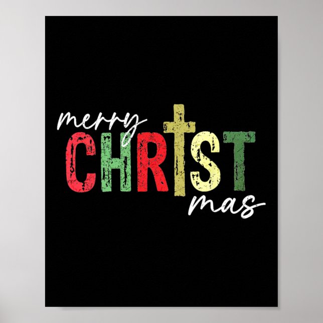 Merry Christmas Christian Jesus Cross Faith Religi Poster (Front)