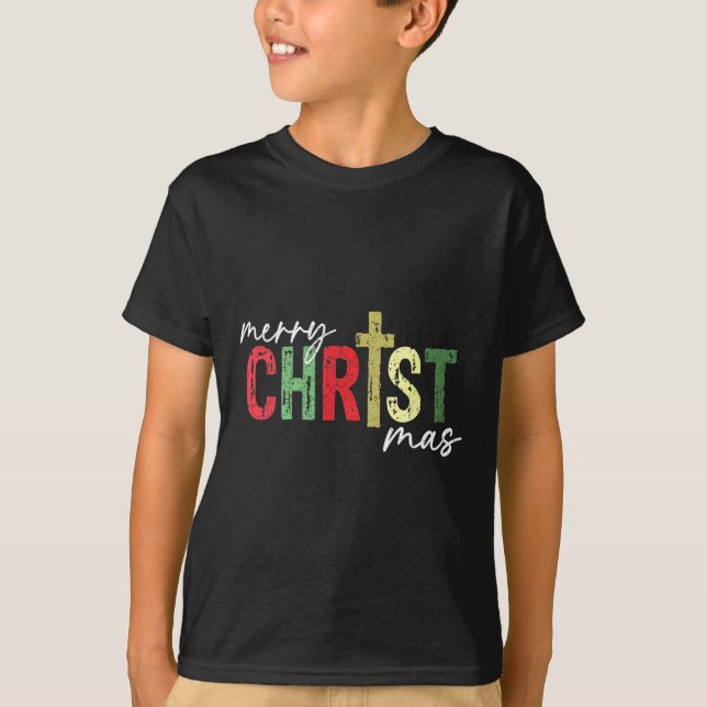 Merry Christmas Christian Jesus Cross Faith Religi T-Shirt (Front)