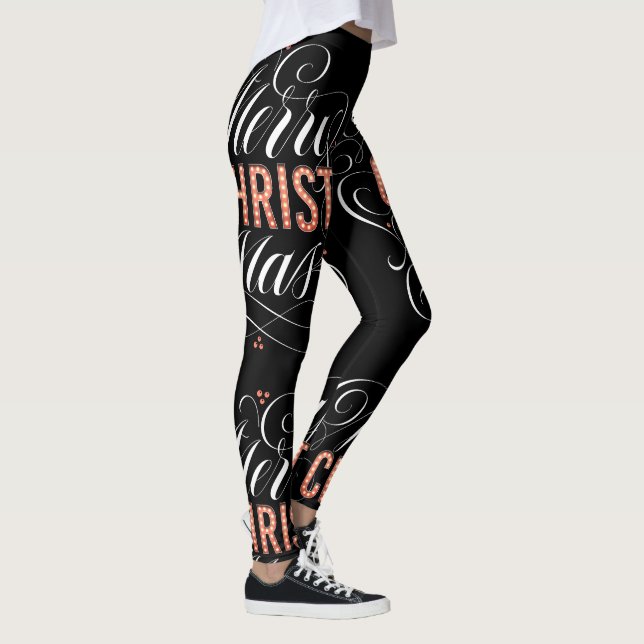 Merry CHRISTmas Christian Jesus Fancy Script Leggings (Right)