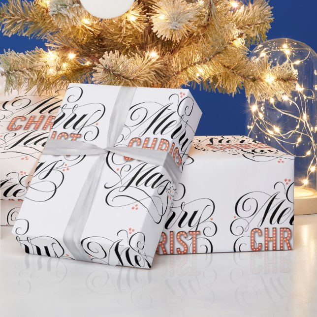Merry CHRISTmas Christian Jesus God Calligraphy Wrapping Paper (Holidays)