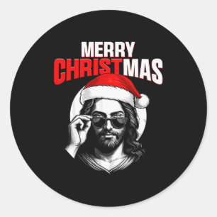 Merry Christmas Christian Jesus Pajamas Pjs Xmas M Classic Round Sticker