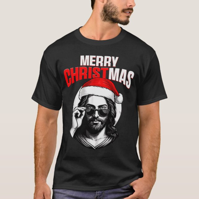 Merry Christmas Christian Jesus Pajamas Pjs Xmas M T-Shirt (Front)