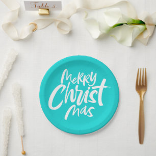  Merry Christmas Christian Lettering  Christ God Paper Plate