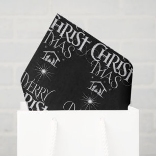 Merry CHRISTmas Christian Religious Black Chalk Tissue Paper