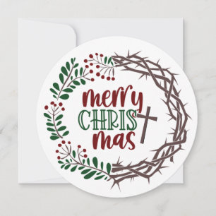 MERRY CHRISTmas Christian Worship  Wreath Holiday Card
