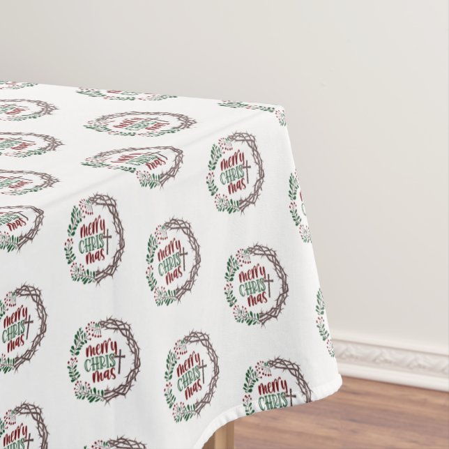 Merry CHRISTmas Christian Worship Wreath Holiday  Tablecloth (In Situ)