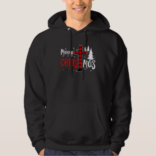 Merry Christmas Christians Buffalo Plaid 1 Hoodie