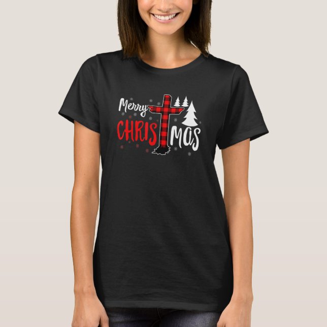 Merry Christmas Christians Buffalo Plaid 2 T-Shirt (Front)