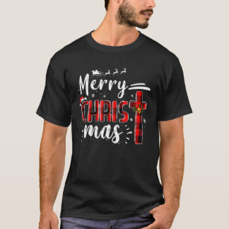 Merry Christmas Christians Buffalo Plaid Pajama T-Shirt