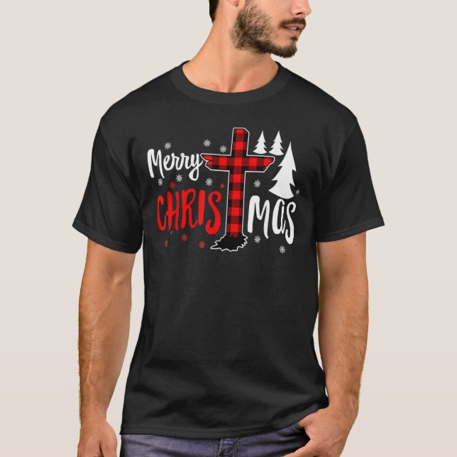 Merry Christmas Christians Buffalo Plaid T-Shirt (Front)