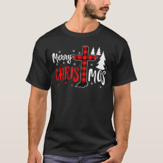 Merry Christmas Christians Buffalo Plaid Tee