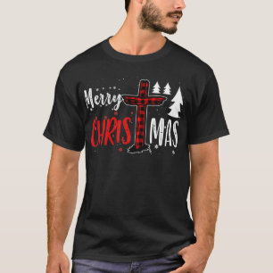 Merry Christmas  Christians Gifts Buffalo Plaid Pa T-Shirt