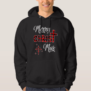 Merry Christmas Christians Gifts Buffalo Plaid Paj Hoodie