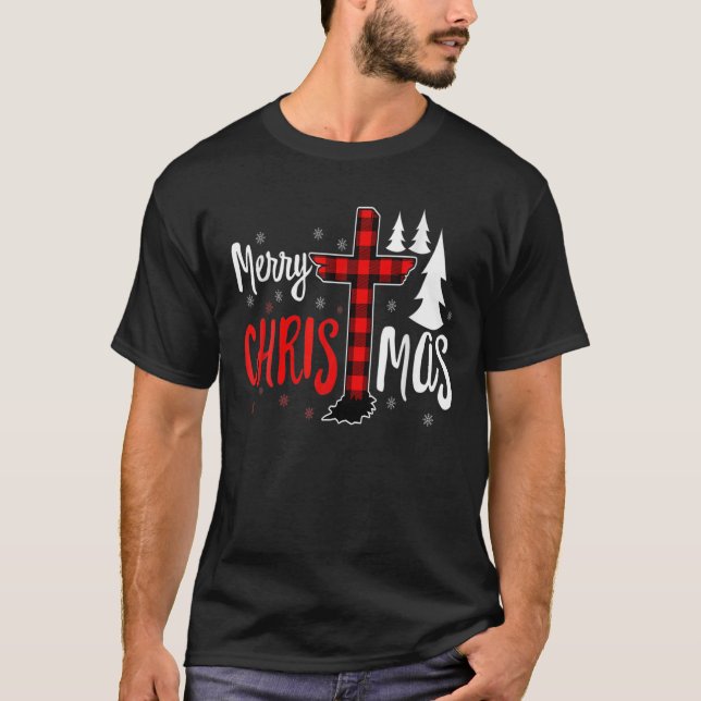 Merry Christmas Christians Red Cross Xmas Celebrat T-Shirt (Front)
