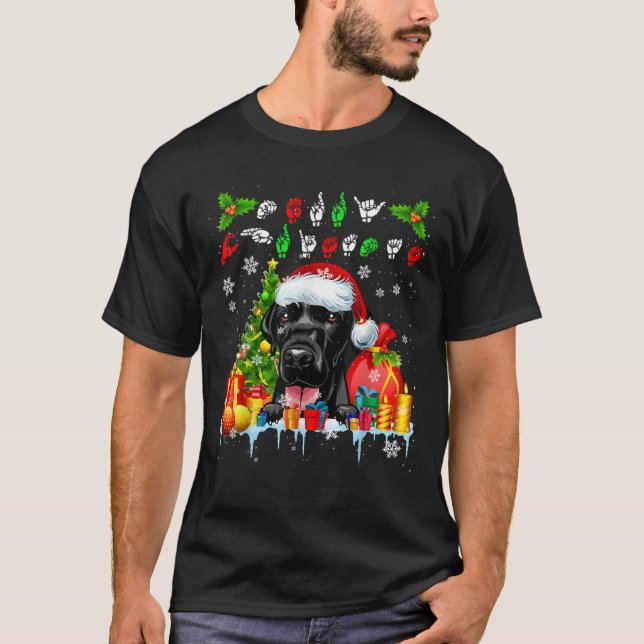Merry Christmas Christmas ASL Santa Labrador Retri T-Shirt (Front)
