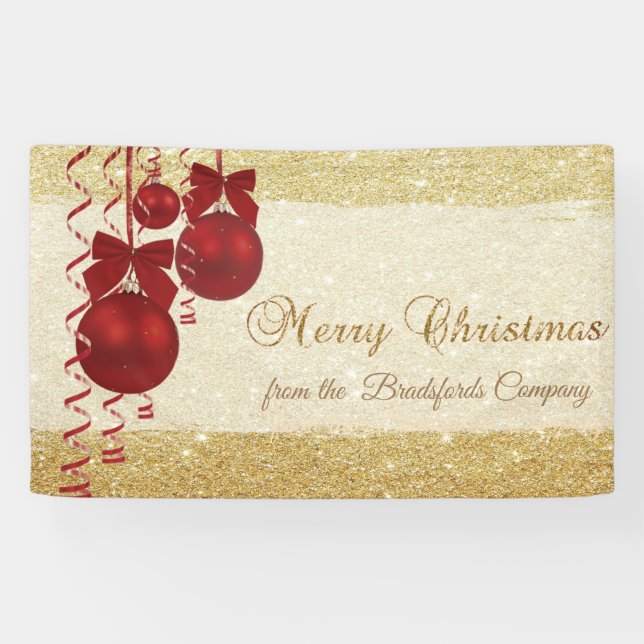 Merry Christmas ,Christmas Balls,Glittery,Company Banner (Horizontal)