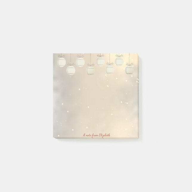 Merry Christmas,Christmas Balls,Gold -Personalised Post-it Notes (Front)