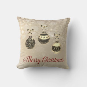 Merry Christmas,Christmas Balls, Snowflakes Cushion
