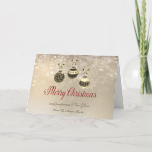 Merry Christmas,Christmas Balls, Snowflakes Holiday Card