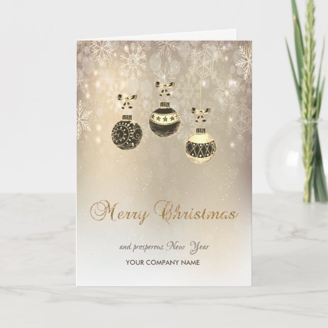 Merry Christmas,Christmas Balls, Snowflakes Holiday Card (Front)