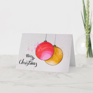 Merry christmas,Christmas balls watercolor Holiday Card