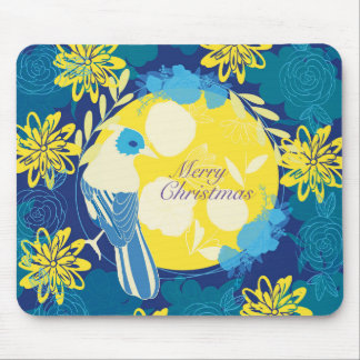 merry christmas, christmas,bird,flowers, nature mouse mat