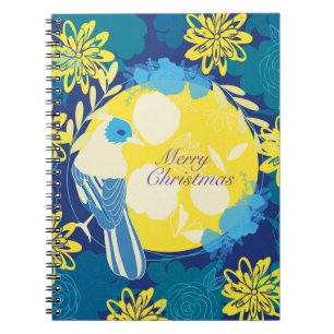merry christmas, christmas,bird,flowers, nature notebook