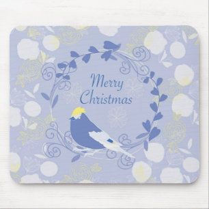 merry christmas, christmas,bird,flowers, nature, p mouse mat