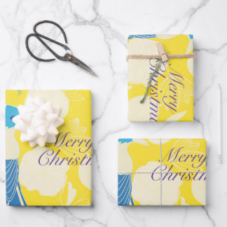 merry christmas, christmas,bird,flowers, nature wrapping paper sheet
