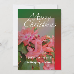 Merry Christmas Christmas Cactus Flowers Invitation