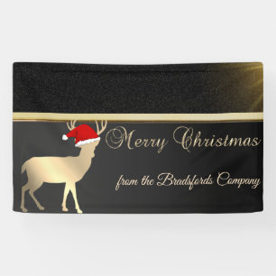 Merry Christmas ,Christmas Deer Santa Hat,Company Banner