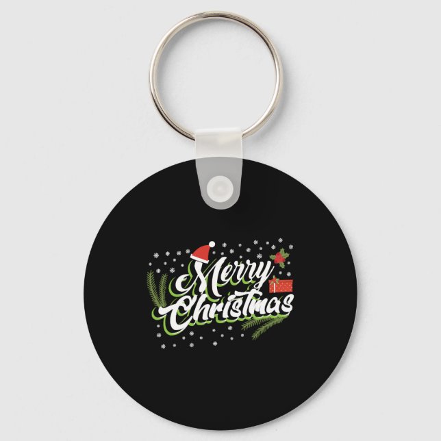 Merry Christmas - Christmas design Key Ring (Front)