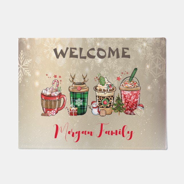 Merry Christmas,Christmas Drinks Doormat (Front)