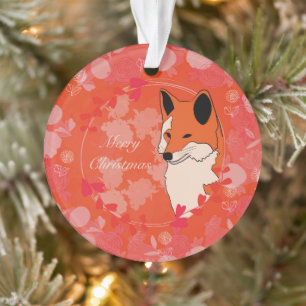 merry christmas, christmas,fox,flowers, nature, gi ornament