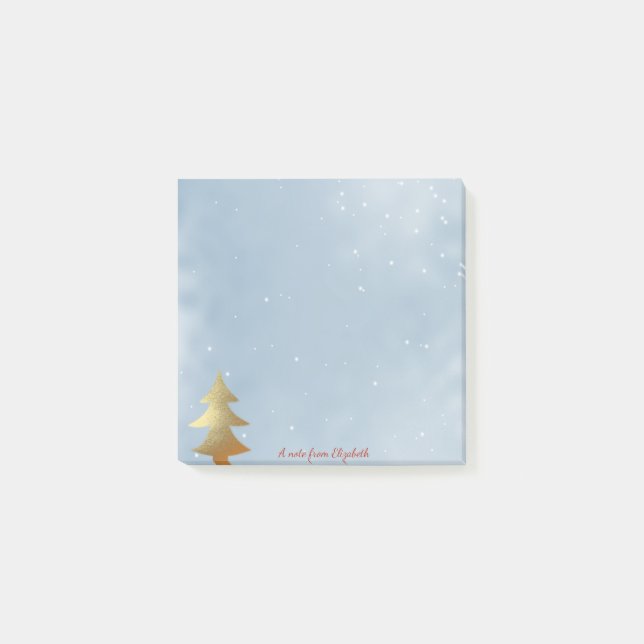 Merry Christmas,Christmas Gold Tree -Personalised Post-it Notes (Front)