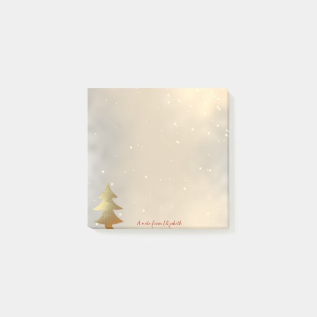 Merry Christmas,Christmas Gold Tree -Personalised Post-it Notes (Front)