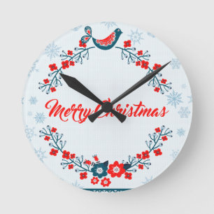 merry christmas christmas greeting round clock