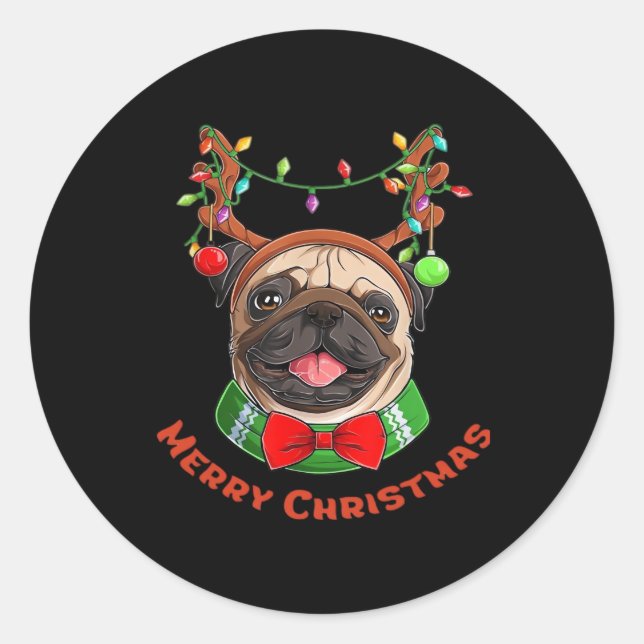 Merry Christmas. Christmas lights. Classic T-Shirt Classic Round Sticker (Front)