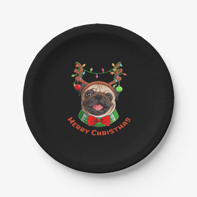 Merry Christmas. Christmas lights. Classic T-Shirt Paper Plate (Front)