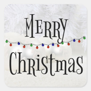 Merry Christmas, Christmas lights, Square Sticker