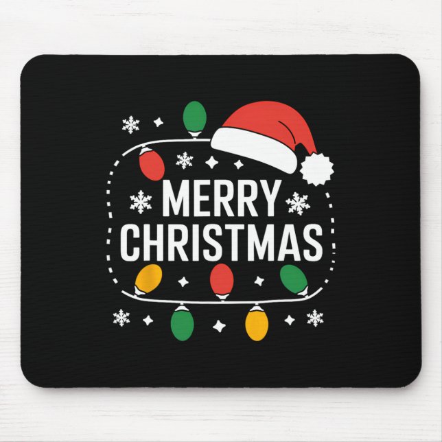 Merry Christmas Christmas Lights Xmas Matching Fam Mouse Mat (Front)