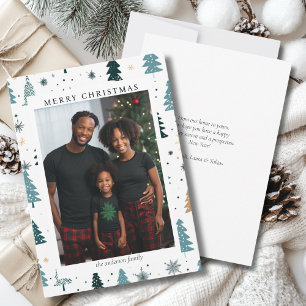 Merry Christmas! Christmas pattern, simple photo  Holiday Card