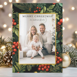 Merry Christmas! Christmas pattern, simple photo  Holiday Card