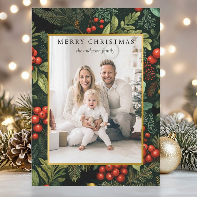 Merry Christmas! Christmas pattern, simple photo  Holiday Card (Merry Christmas! Christmas pattern, simple photo Holiday Card)