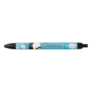 merry christmas, christmas,penguin,flowers,blue, black ink pen