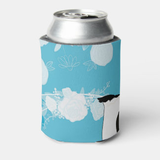 merry christmas, christmas,penguin,flowers,blue, can cooler
