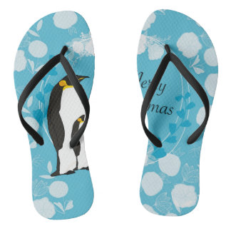 merry christmas, christmas,penguin,flowers,blue, flip flops