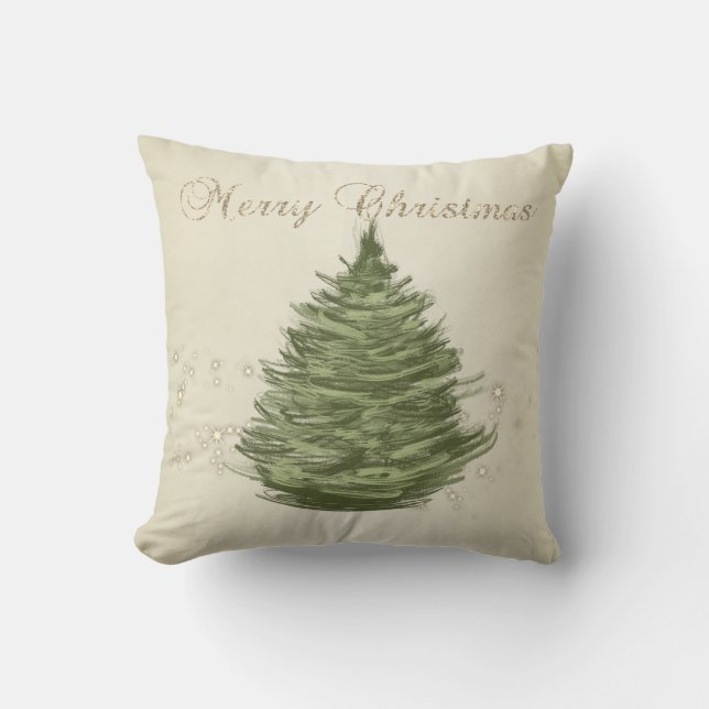 Merry Christmas,Christmas Pine Tree,Sparkles  Cushion (Front)