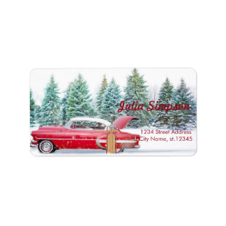 Merry Christmas,Christmas Pine Trees, Car Label