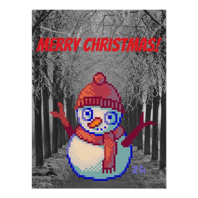 Merry Christmas, Christmas, Pixel Art Poster (Front)